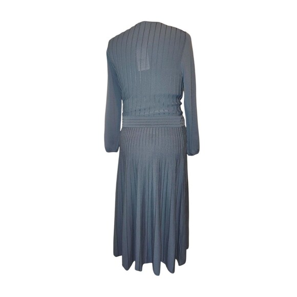 The Fold London Belluno Blue Pleated Regency Wrap Dress Size 10US Retail… - Picture 8 of 8